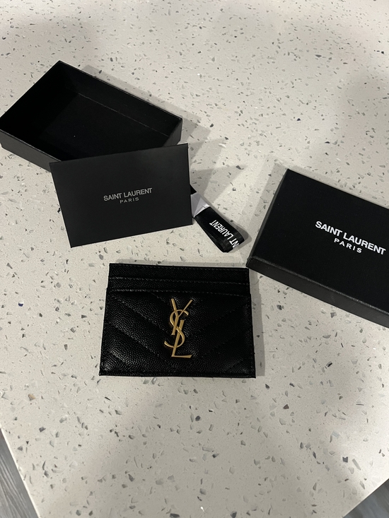 Saint Laurent Accessories - YSL Black and Gold Leather Card Holder